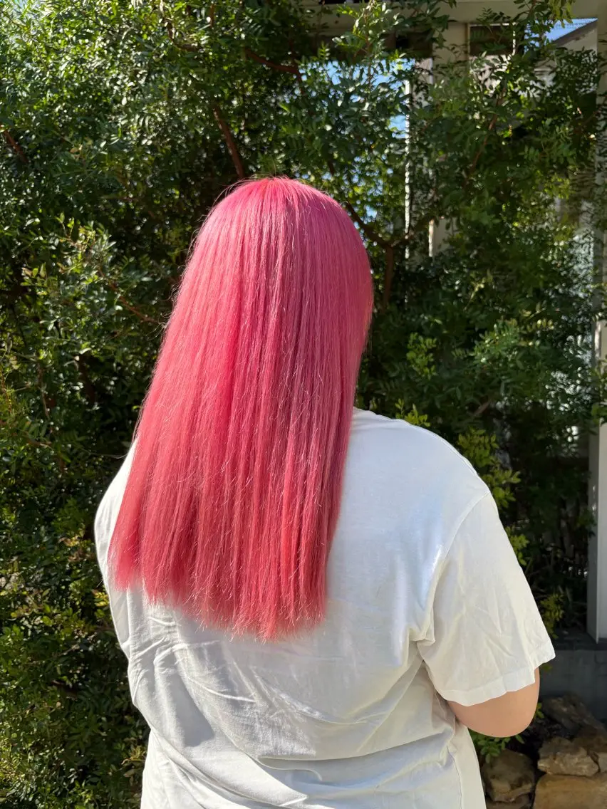 ロング カラー ブリーチ ブロンド ピンクカラー 増田 ルナのヘアスタイル