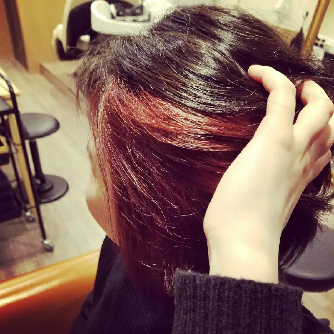 ショート カラー アディクシーカラー ピンクカラー ピンクパープル パープルカラー ツートーンカラー spa hair  ark 富井直美のヘアスタイル