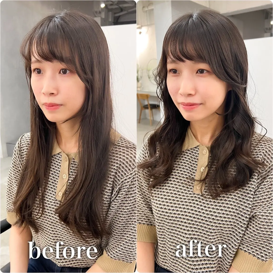 セミロング パーマ セミロングパーマ 韓国風ヘア カット パーマ トリートメント レイヤーカットのプロ 大人ヘア宮森貴志のヘアスタイル