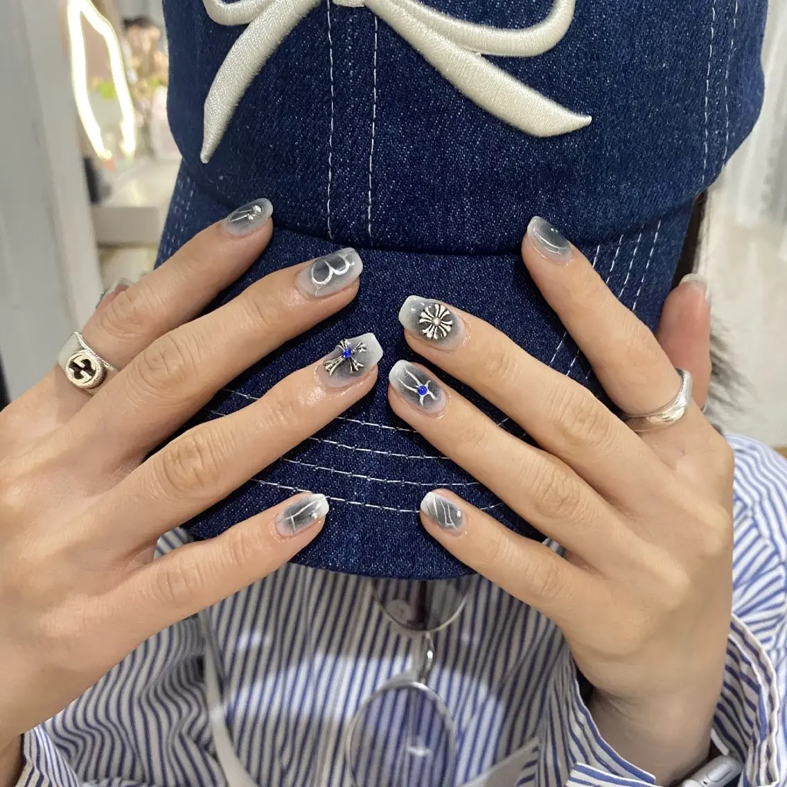 ネイル アートネイル 韓国ネイル マグネットネイル 夏ネイル ワンホンネイル BelireMaa Nail&eyeのネイルデザイン