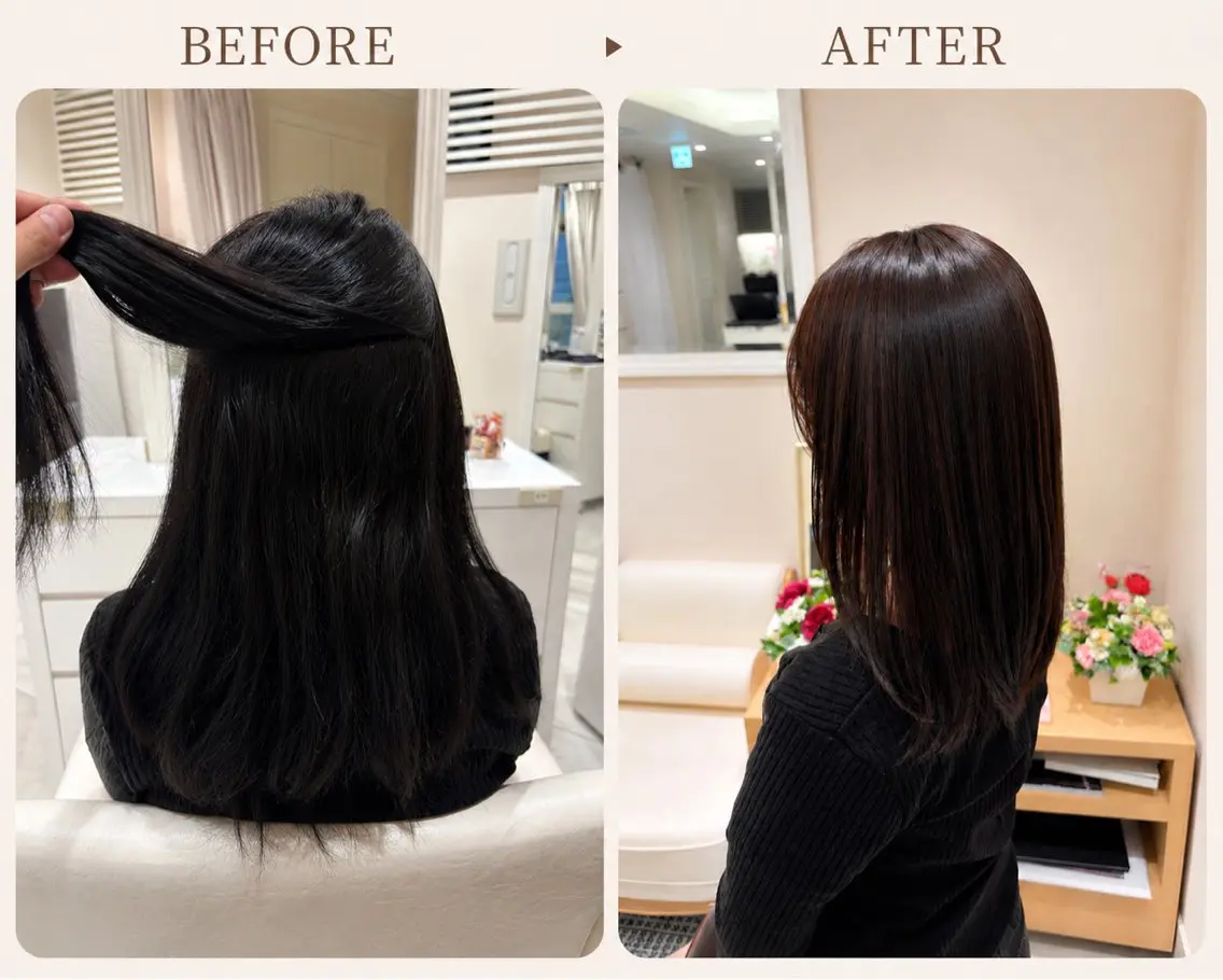 セミロング パーマ 縮毛矯正 酸性ストレート ストレートパーマ 石山 海斗のヘアスタイル