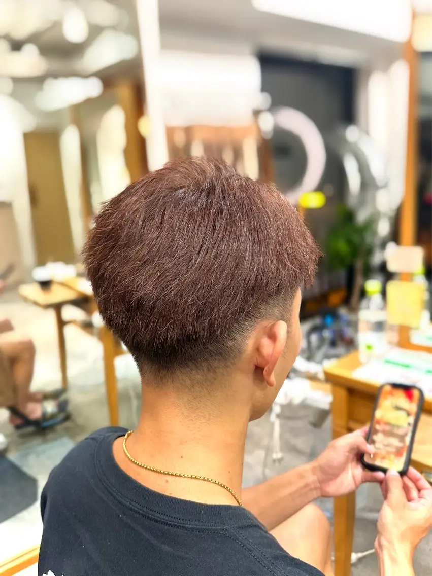 ショート カラー メンズ ブラウンカラー オレンジ オレンジブラウン RI MA/名駅店のヘアスタイル