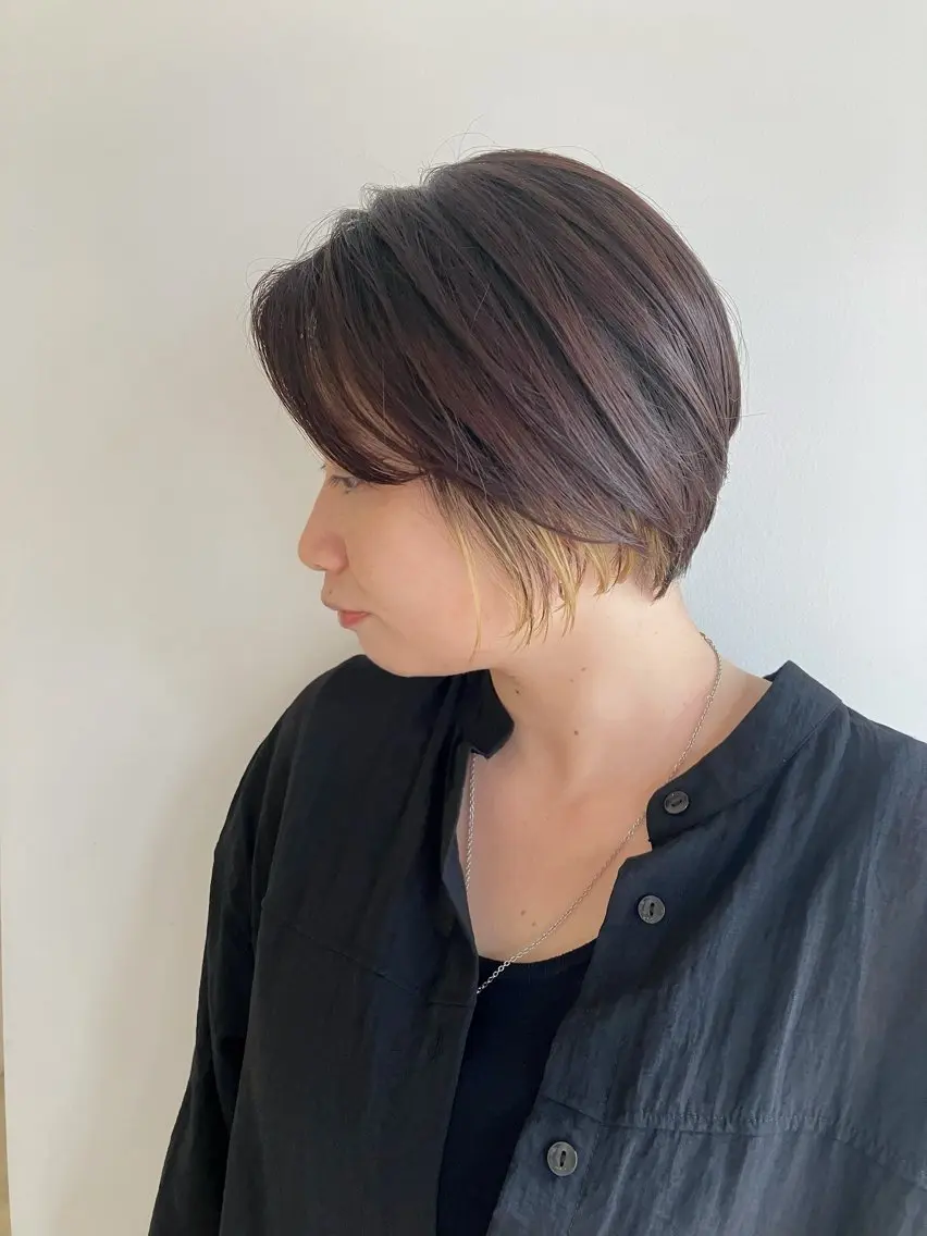 ショート カラー イヤリングカラー インナーカラー ボブ ショートヘア カット ヘアカラー 川間 将彦のヘアスタイル