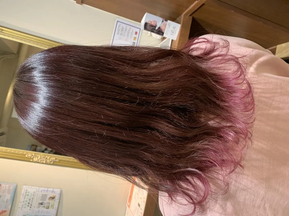 セミロング カラー ブリーチ グラデーションカラー ピンクカラー ヘアカラー トリートメント ハイトーン得意😍 Lumiereのヘアスタイル