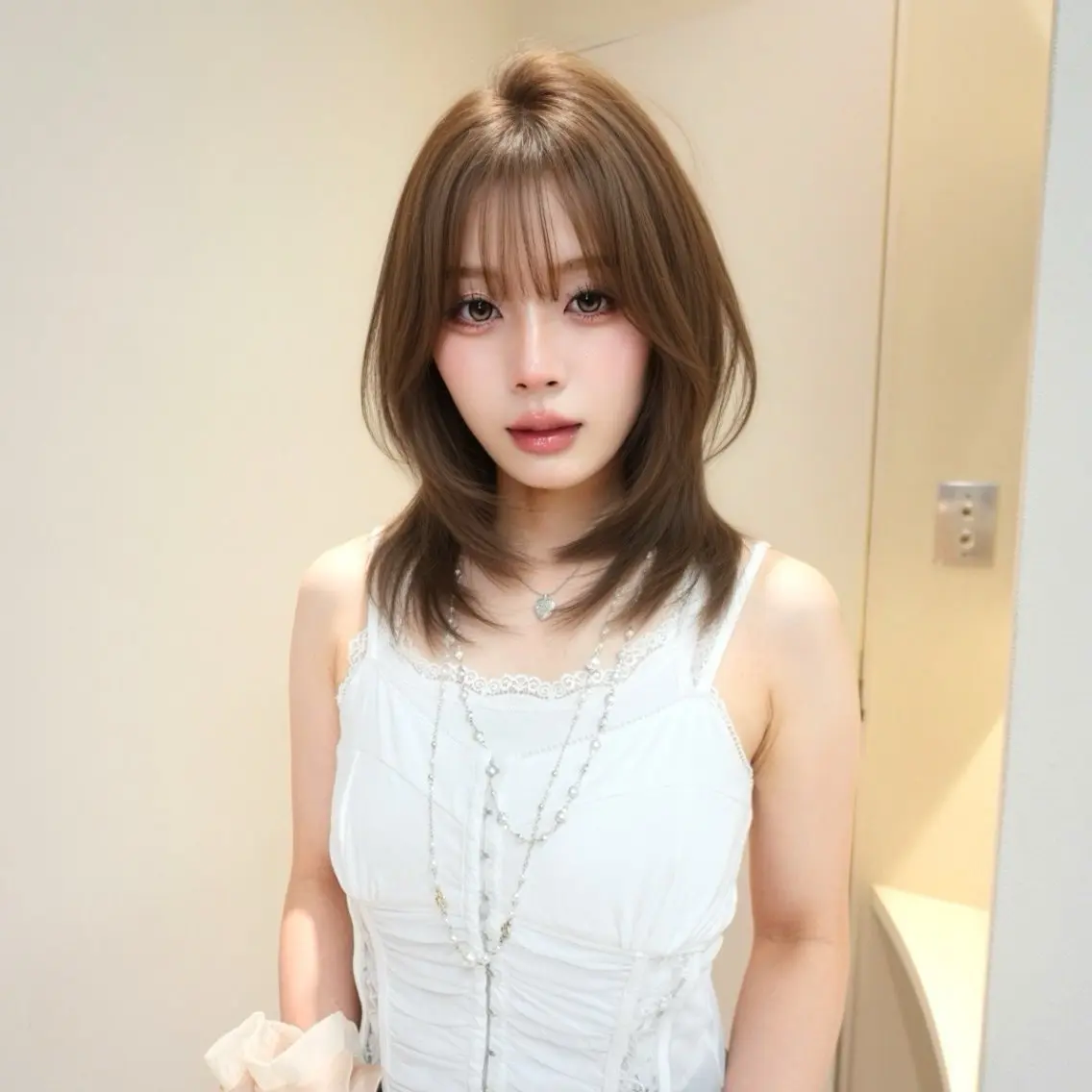 ミディアム カラー ミディアムレイヤー ベージュカラー ブリーチ ブラウンカラー ダブルカラー 🎀𝑆𝐴𝑅𝐴 /レイヤーカット🎀のヘアスタイル