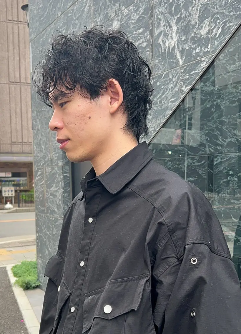 パーマ メンズ マレットヘア カット パーマ ヘッドスパ 樋野 亮のヘアスタイル