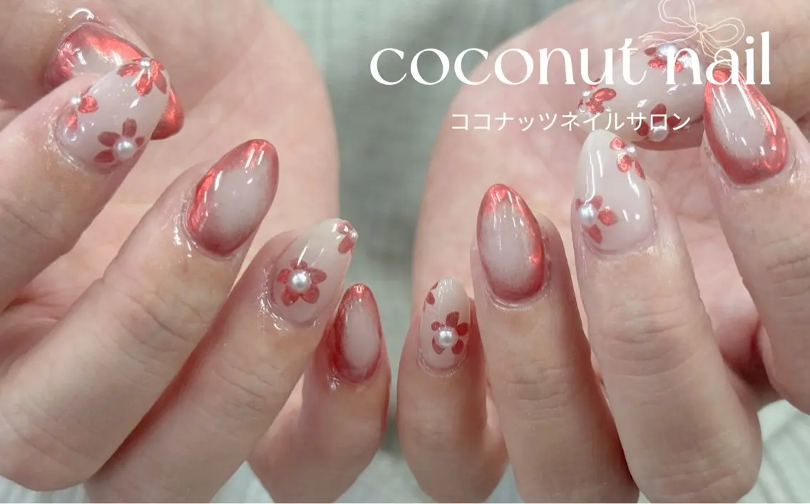 ネイル べっ甲ネイル フレンチネイル キラキラネイル マグネットネイル 大理石ネイル(マーブル) ハンドネイル 神田 ココナッツのネイルデザイン