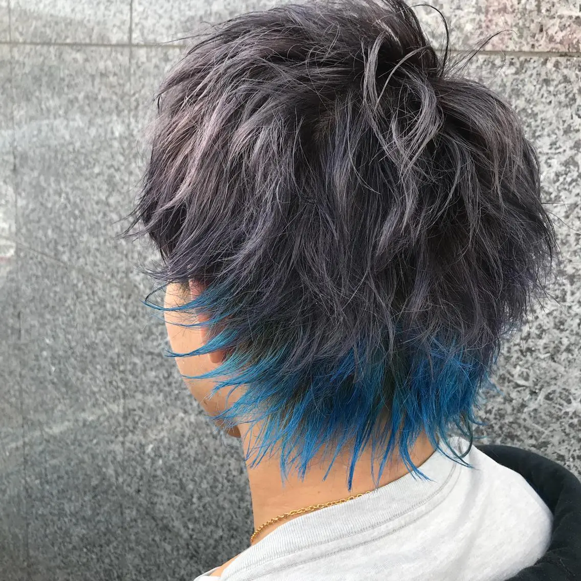 カラー メンズ ブルーカラー ラベンダーカラー ラベンダーグレー Oopsレイヤー 加藤澄都のヘアスタイル