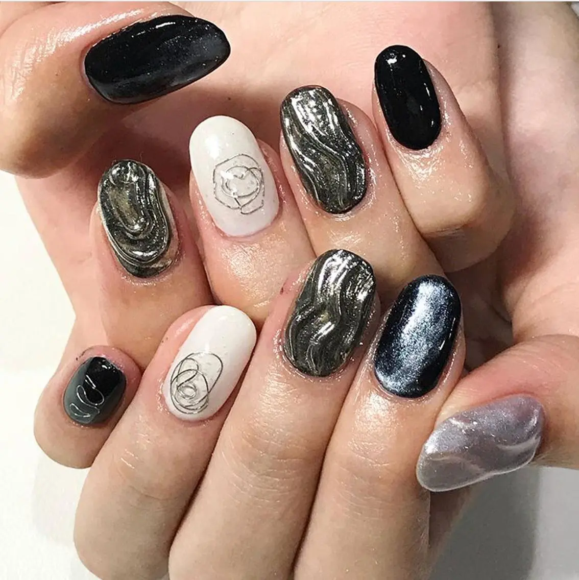 ネイル 渋谷／チップ長さ出し 👑アプレgel-xのネイルデザイン
