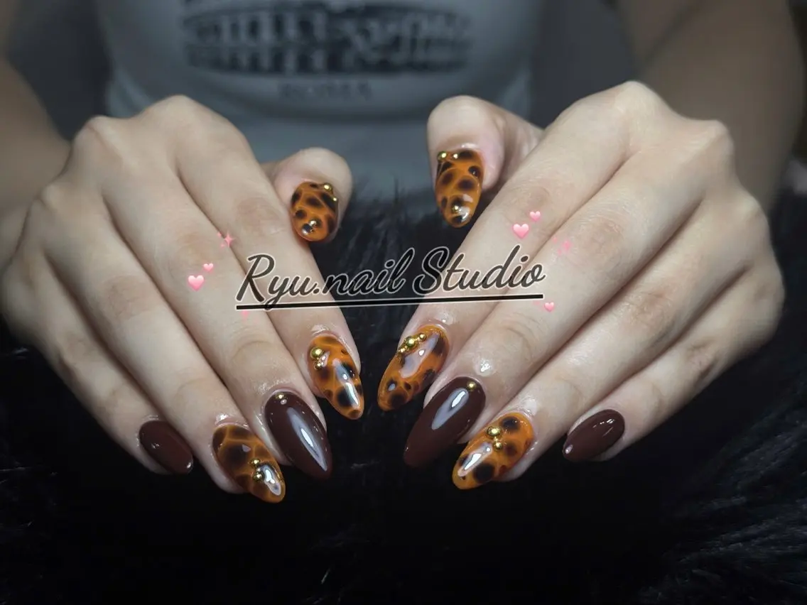 ネイル ボルドー ブラウン 韓国ネイル マグネットネイル ワンホンネイル ハンドネイル Ryu Nail YukiChanのネイルデザイン