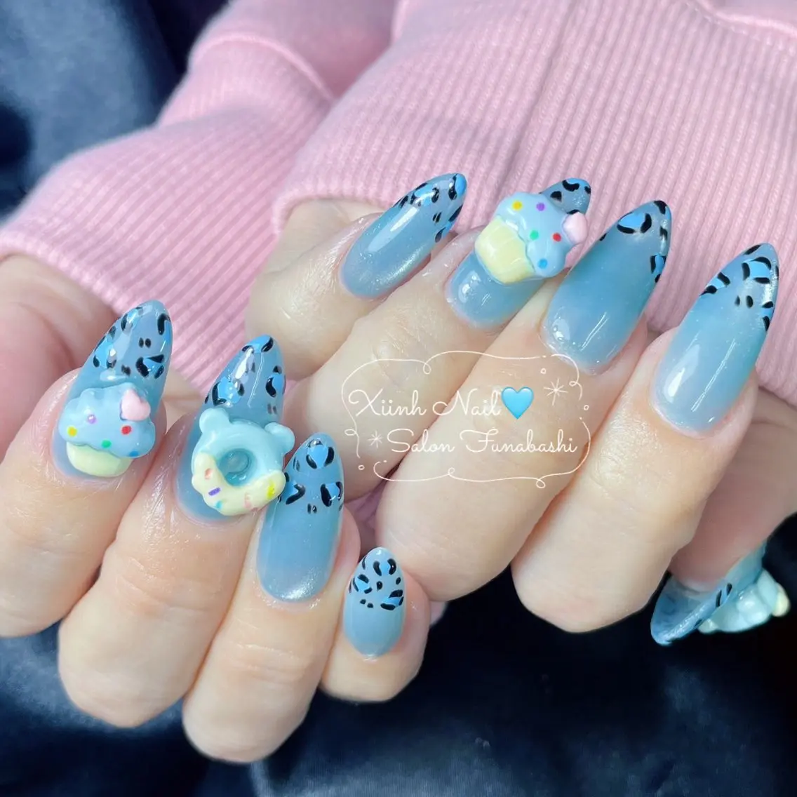ネイル ブラウン チークネイル 桜ネイル 長さ出し フットネイル ハンドネイル XIINH NAIL SALONのネイルデザイン