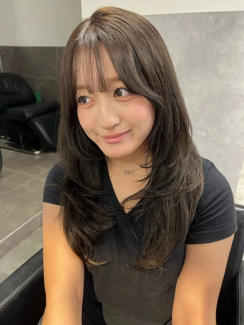 ロング カラー ブリーチ ブリーチなしカラー 顔周りカット レイヤーカット ヘアカラー トリートメント 透明感/レイヤー 🇰🇷tomonaのヘアスタイル