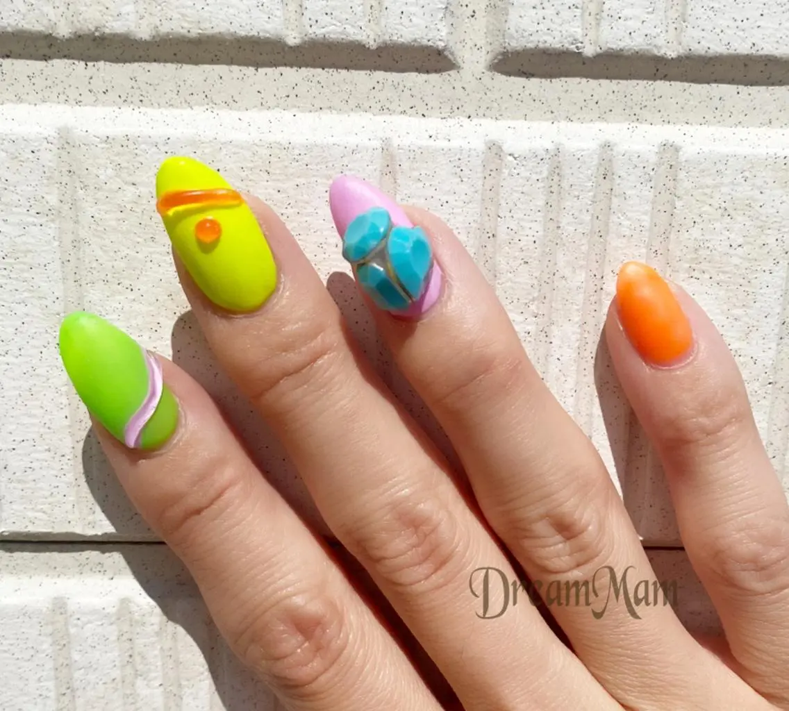 ネイル オーロラネイル フレンチネイル ジェルネイル ガラスフレンチ グリーン ハンドネイル Nail Salon Dream Mamのネイルデザイン