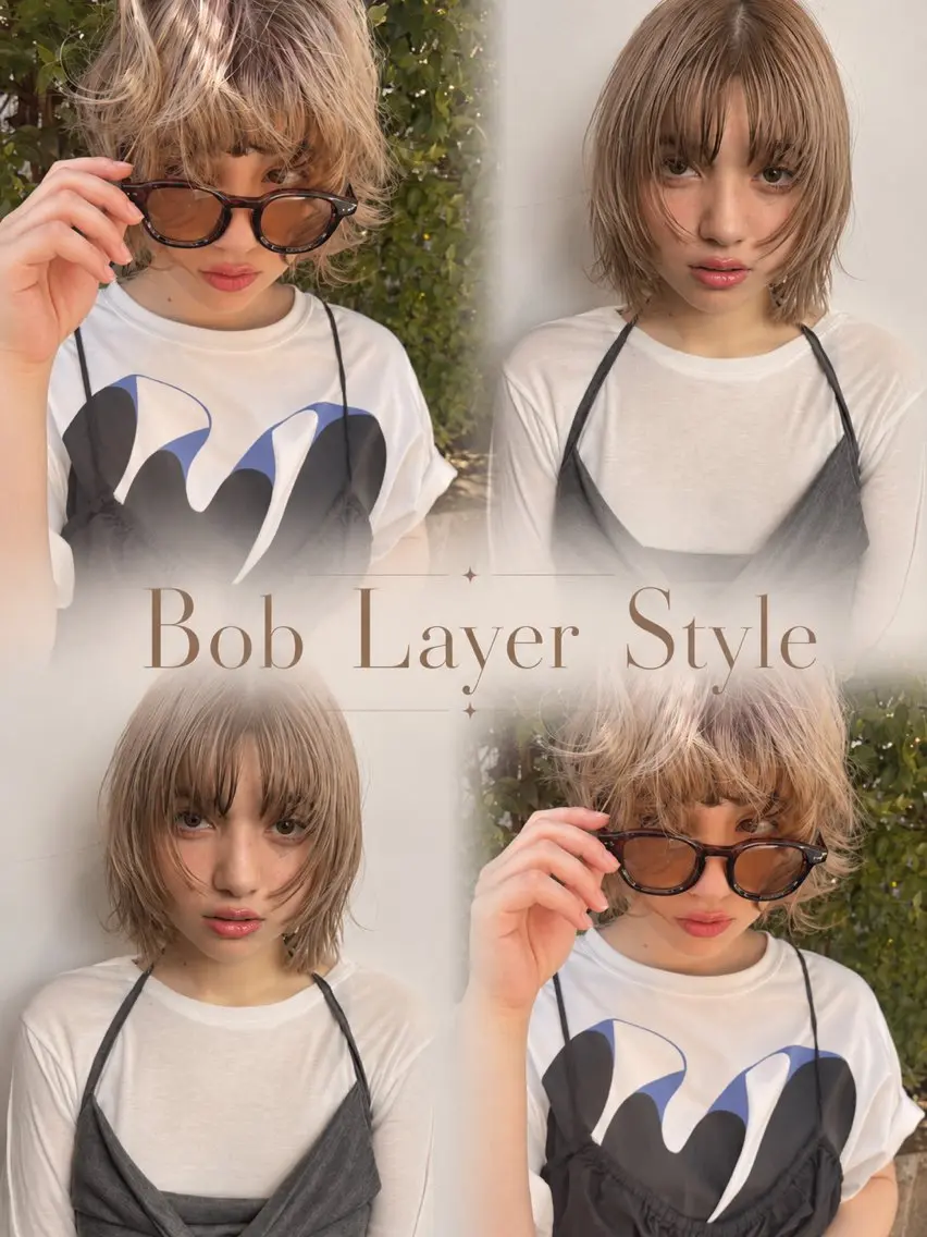 ショート カラー ヘアカラー チャコ|暖色 |ボブ•レイヤーのヘアスタイル