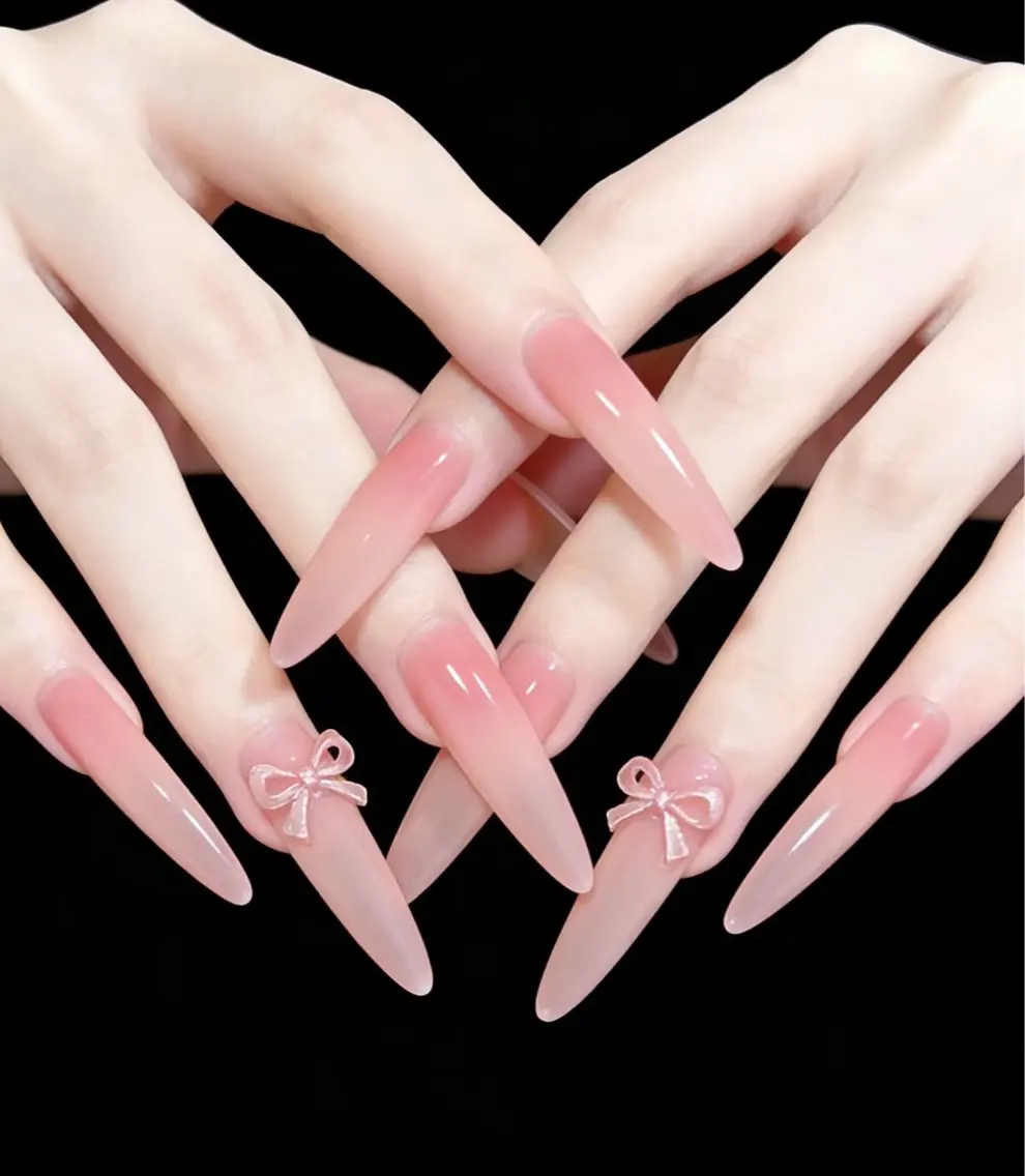 ネイル フレンチネイル ガラスフレンチ キラキラネイル 韓国ネイル ロングネイル ハンドネイル star nail salonのネイルデザイン
