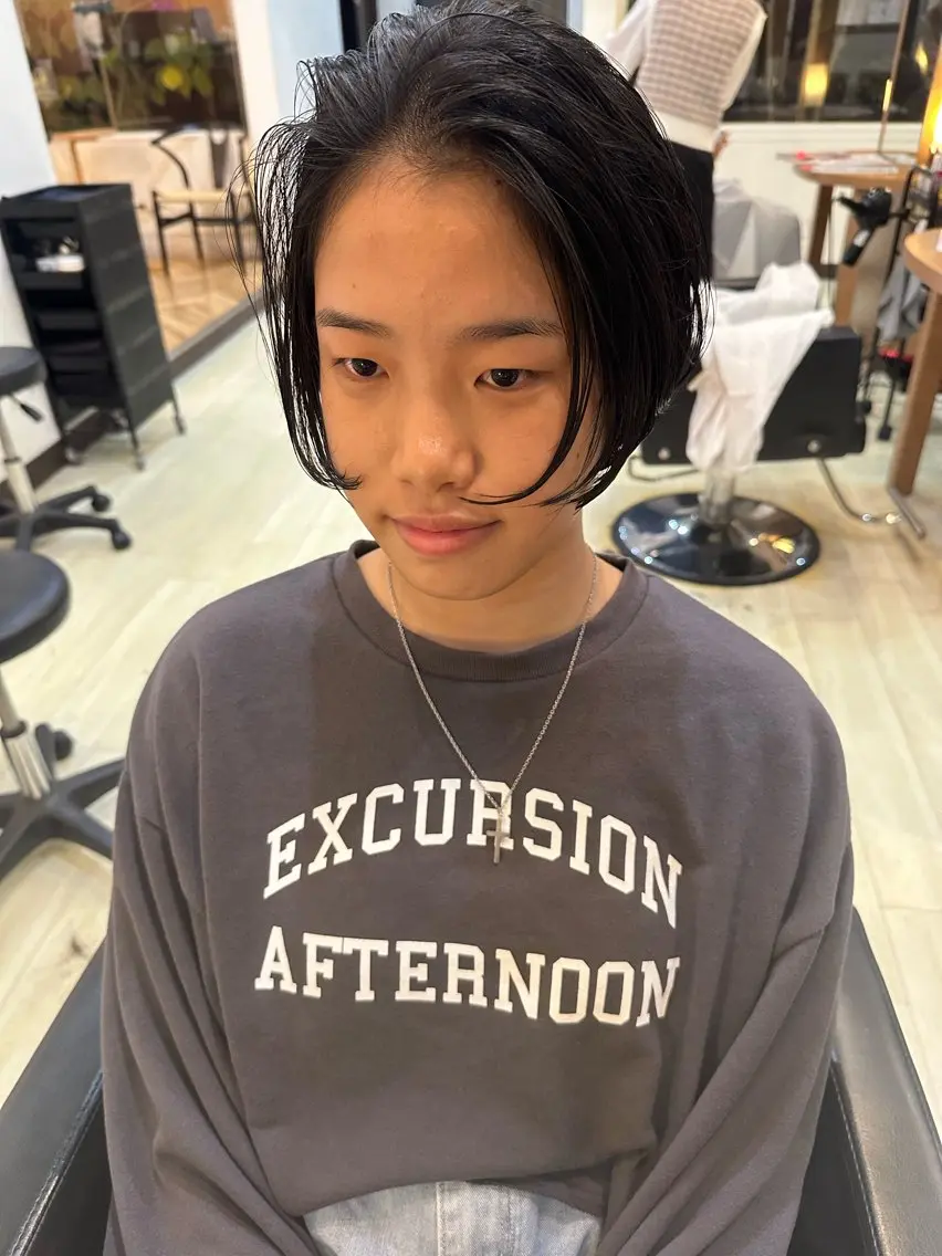 ショート カット 髪質改善/ハイライト 白髪ぼかし/艶カラーのヘアスタイル