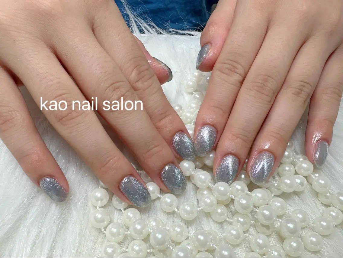 ネイル チークネイル 長さ出し フレンチネイル ジェルネイル ガラスフレンチ ハンドネイル kao nail マグネット/長さだしのネイルデザイン