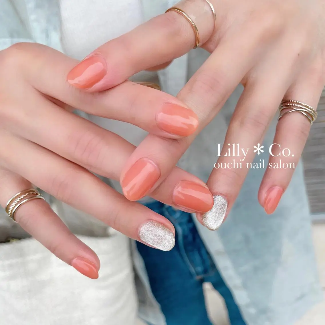 ネイル アートネイル オレンジ シンプルネイル Lilly Co.のネイルデザイン