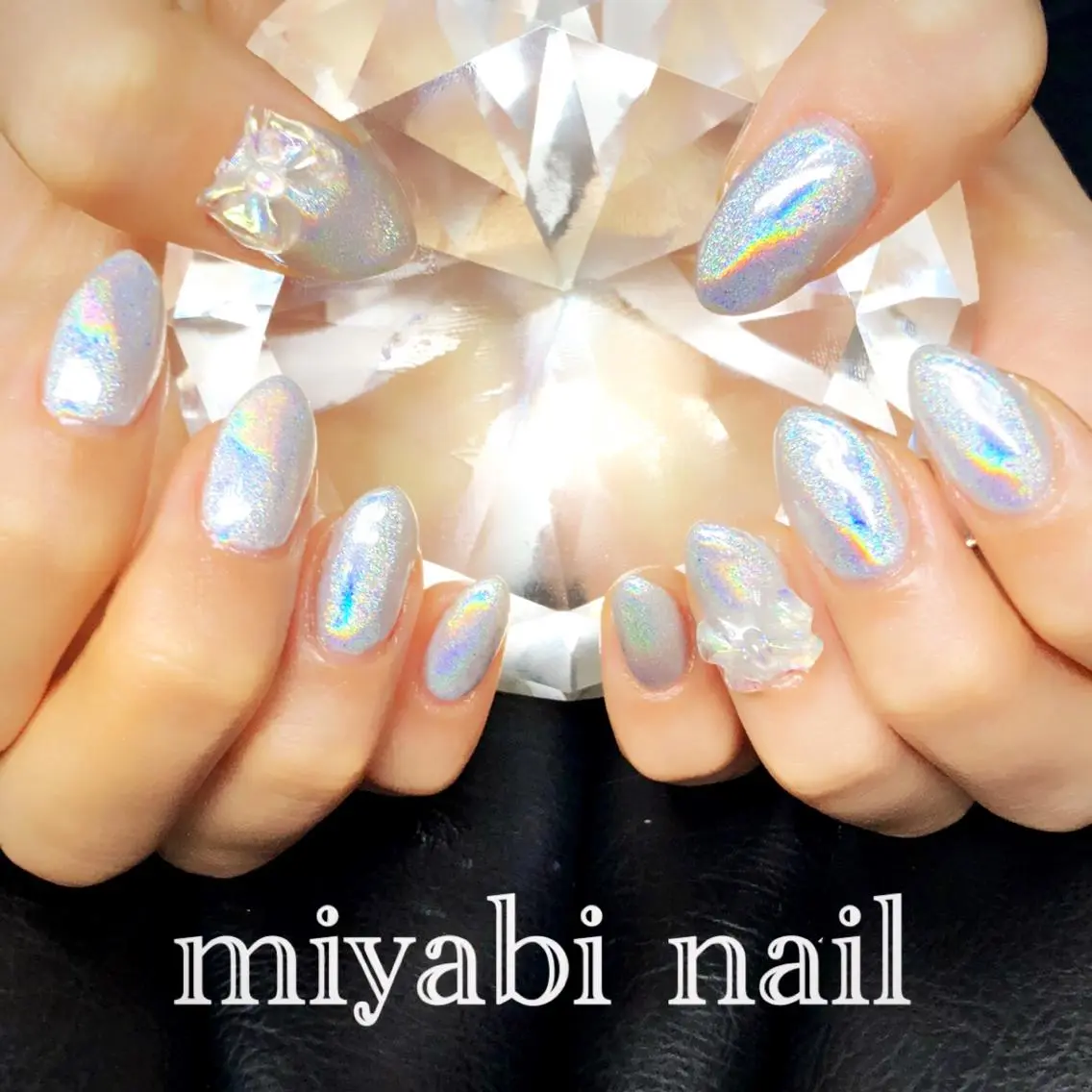 ネイル オーロラネイル ジェルネイル ミラーネイル ハンドネイル miyabi nail 桂川駅近くのネイルデザイン
