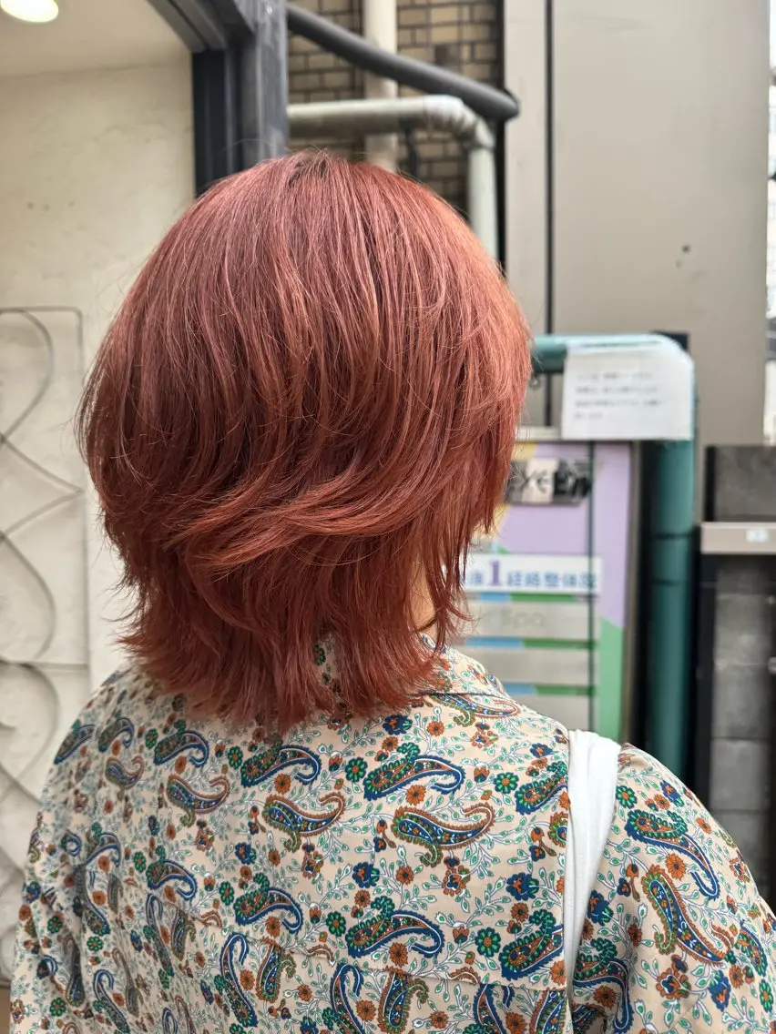 ショート カラー オレンジ ピンクカラー ヘアカラー たなか あいり【自由が丘】のヘアスタイル