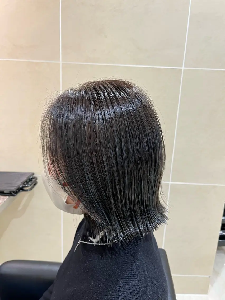 ミディアム ボブ くびれヘア カット ヘアカラー トリートメント 藤井 将之のヘアスタイル