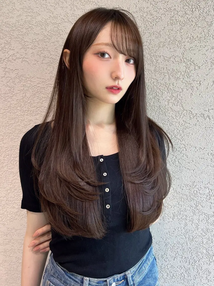 ロング カラー カット ヘアカラー トリートメント レイヤーカット/ 顔周り 五島巨幹のヘアスタイル