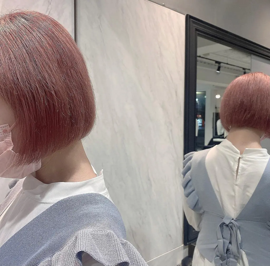 ショート カラー パーマ ヘアアレンジ ベージュカラー ミルクティーベージュ ピンクカラー 新宿⌇韓国風ヘア ⌇透明感カラーのヘアスタイル