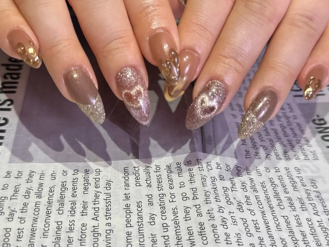 ネイル ハート マグネットネイル バレンタイン ハンドネイル Mnailsalon フィルイン対応サロンのネイルデザイン