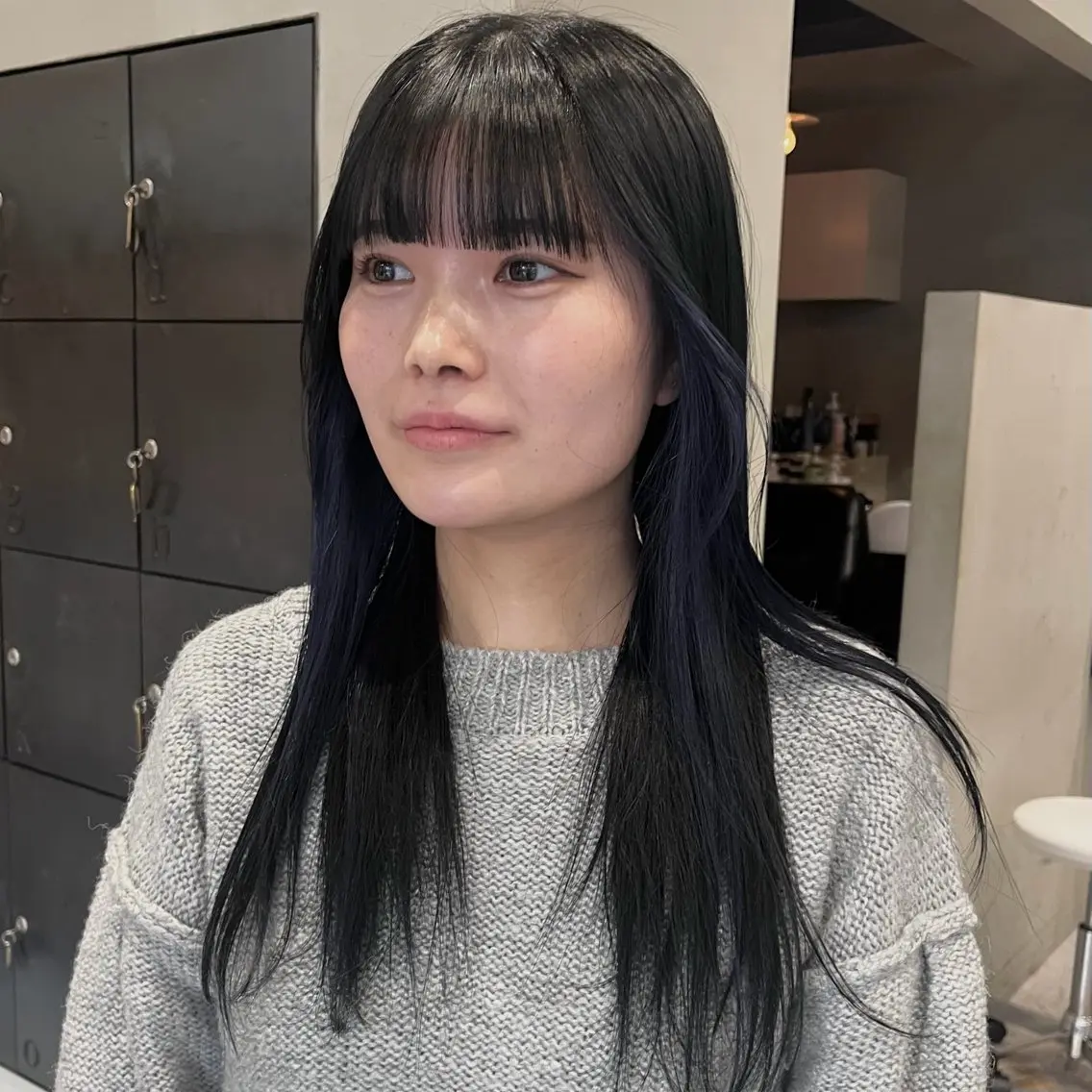 ロング カラー ブルーカラー 髪質改善 カット ヘアカラー なな/ICI/レイヤ ーパーマ/上前津のヘアスタイル