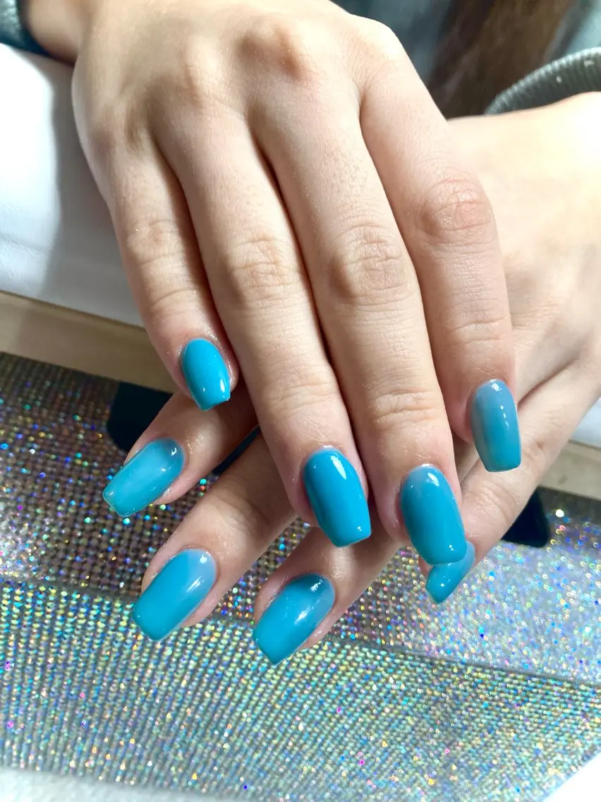 ネイル ブルー 韓国ネイル ワンカラーネイル ハンドネイル PLAIN nail KAZUKIのネイルデザイン