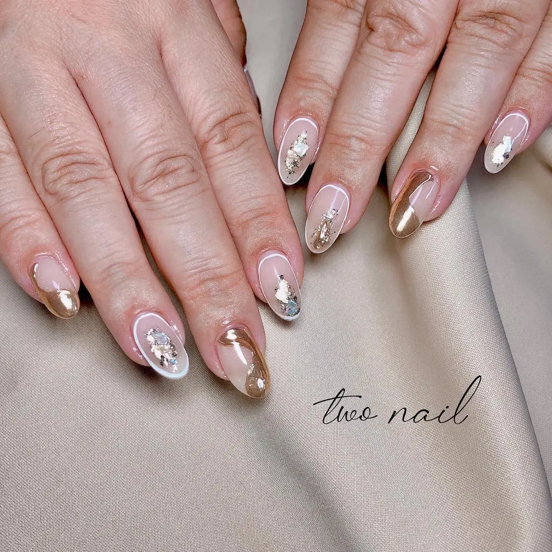 ネイル アートネイル フットネイル ハート ニュアンスネイル ホワイト two nailのネイルデザイン