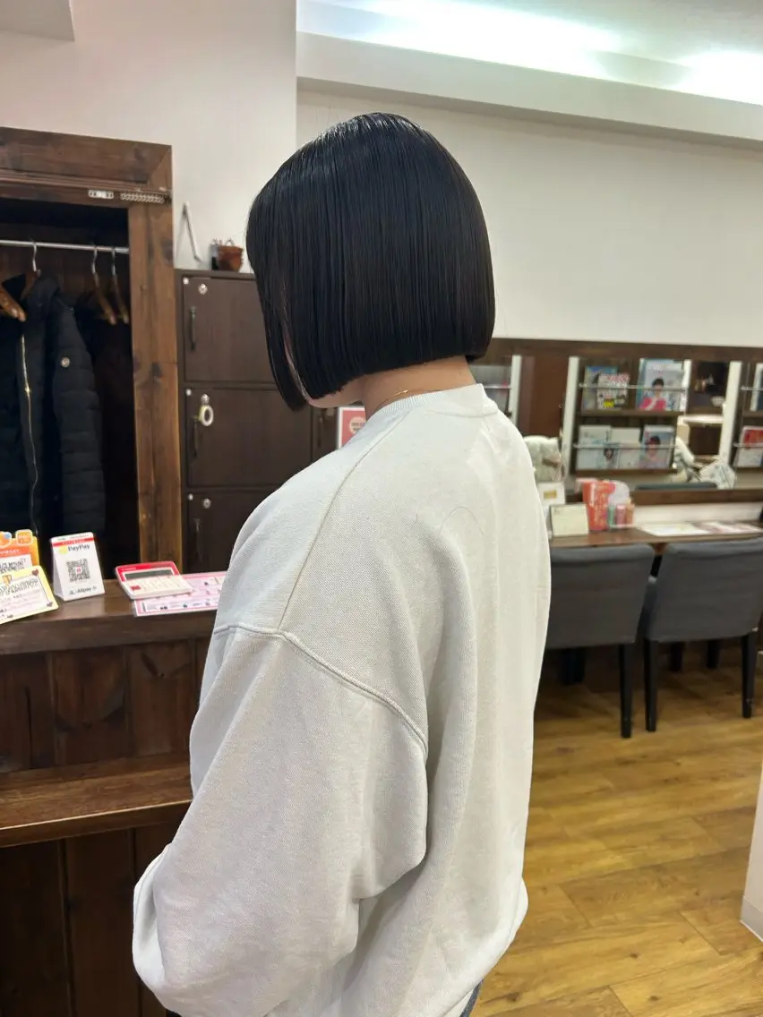ミディアム 切りっぱなしボブ ボブ カット 🦋メンズカット/パ ーマモデル紀輔🦋のヘアスタイル