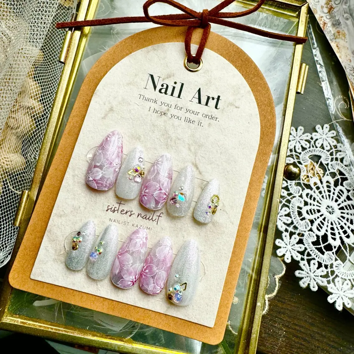 ネイル アートネイル 桜ネイル フラワーネイル キラキラネイル マグネットネイル sisters nail.fのネイルデザイン