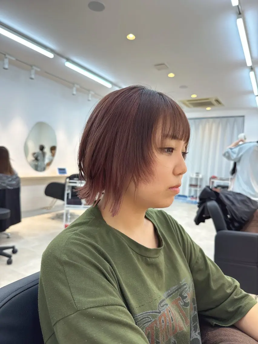 💎ブリーチ1回💎透明感カラー×切りっぱなしボブの写真