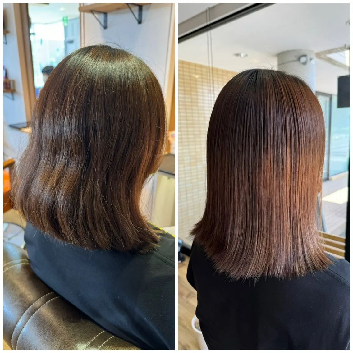 セミロング カラー 酸性ストレート 縮毛矯正 トリートメント ツキダテ ユイのヘアスタイル