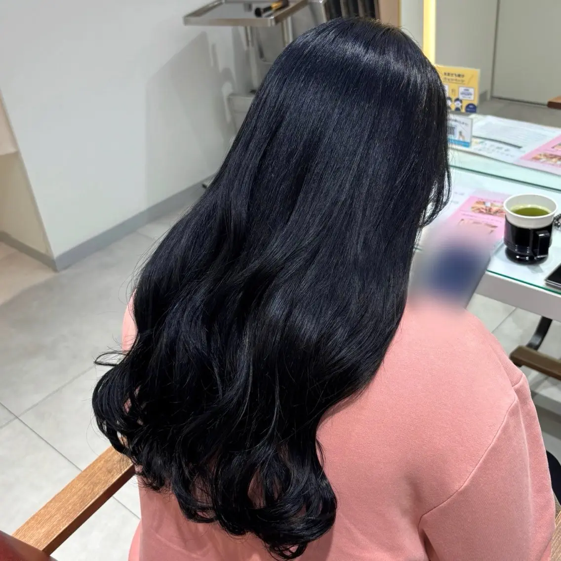 ロング カラー 黒髪 ブルーカラー ブルーブラック ヘアカラー 艶カラー/アレンジ 💟すなおのヘアスタイル