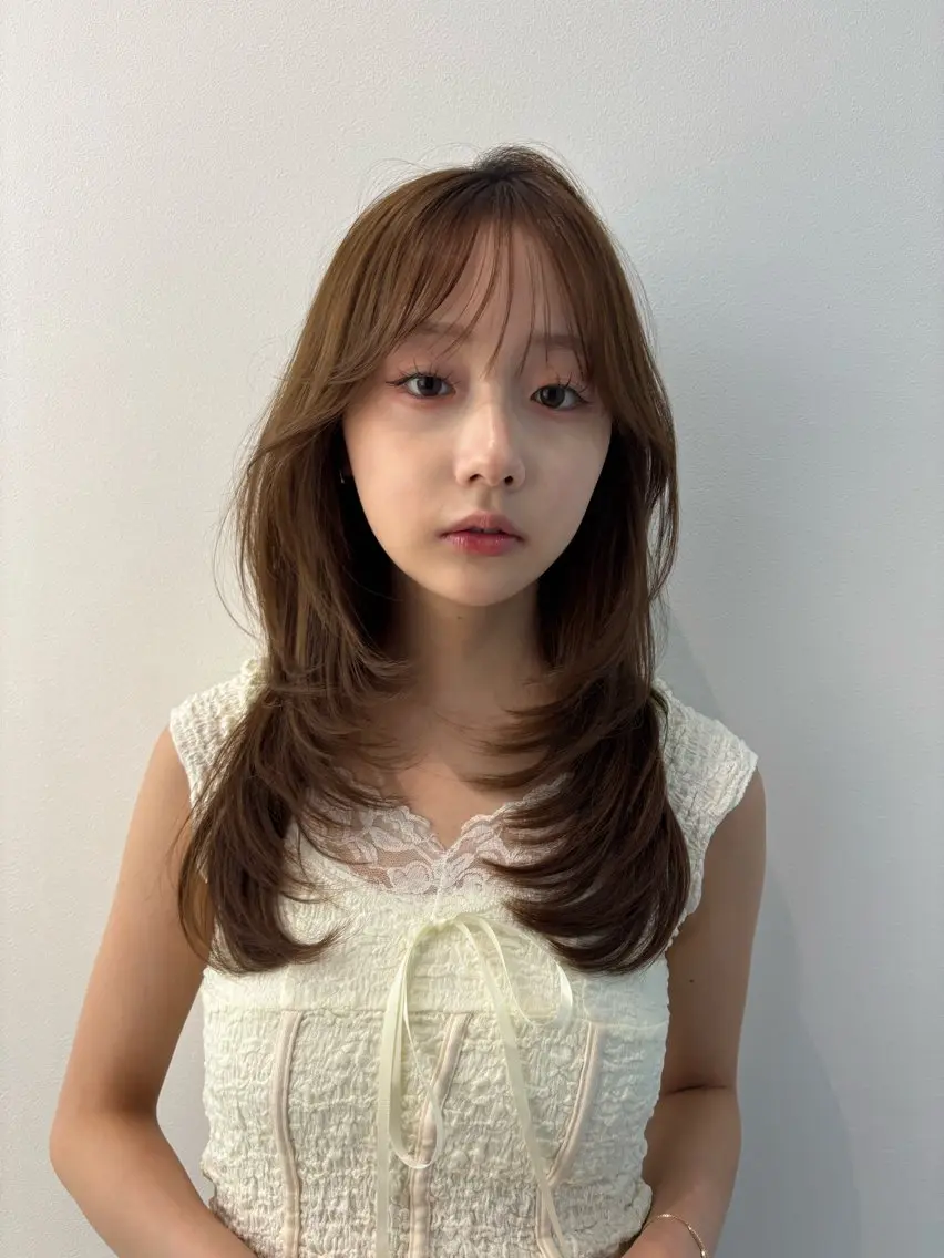 ロング ヘアカラー 韓国レイヤー／透明感 カラー🍀そらのヘアスタイル
