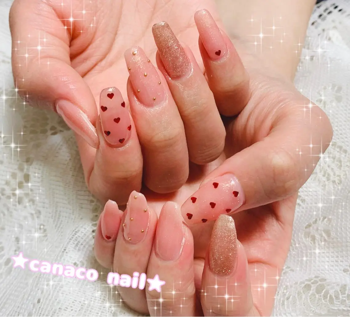 ネイル アートネイル ジェルネイル ハート オフィスネイル パラジェル ベテランネイル cnc nailのネイルデザイン