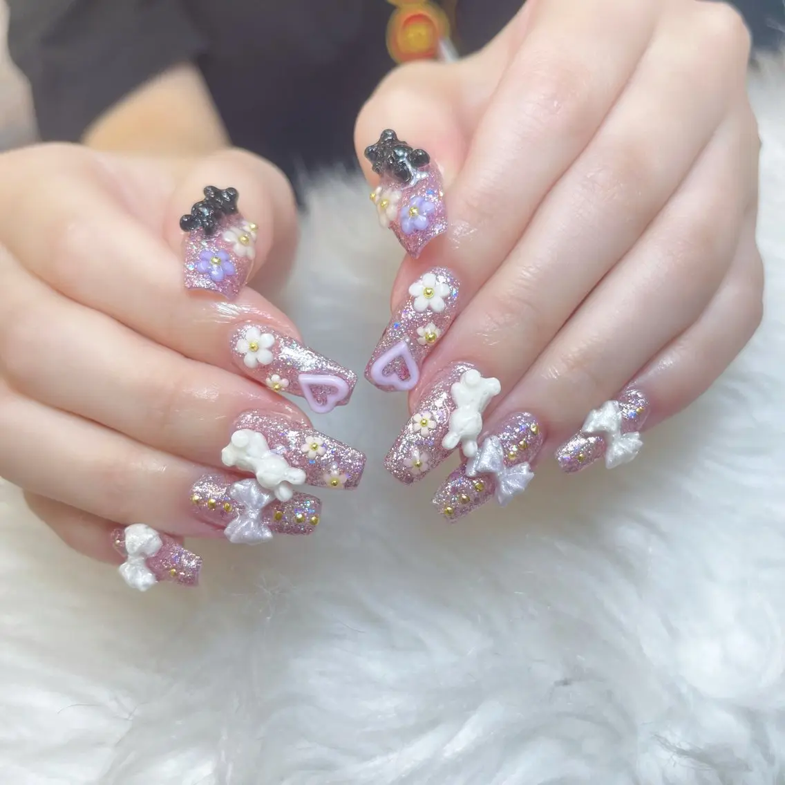 ネイル 成人式 ロングネイル マグネットネイル 大理石ネイル(マーブル) リボン ZUZU AMEE NAILのネイルデザイン
