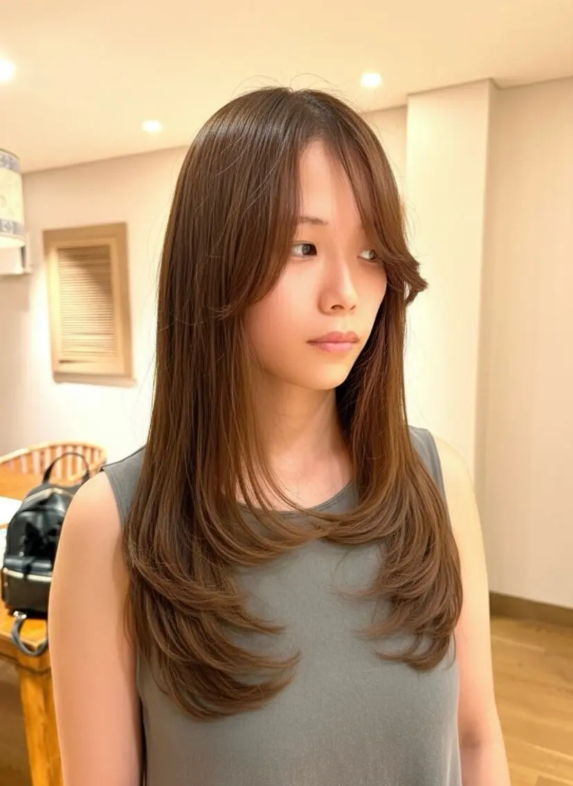 セミロング カット 津田 幹太のヘアスタイル