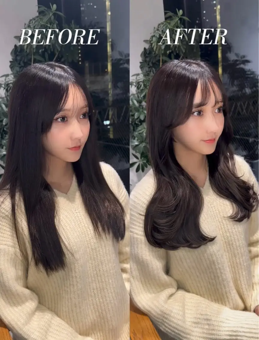 ロング カラー 韓国レイヤーカット 透明感カラー冨田那樹のヘアスタイル