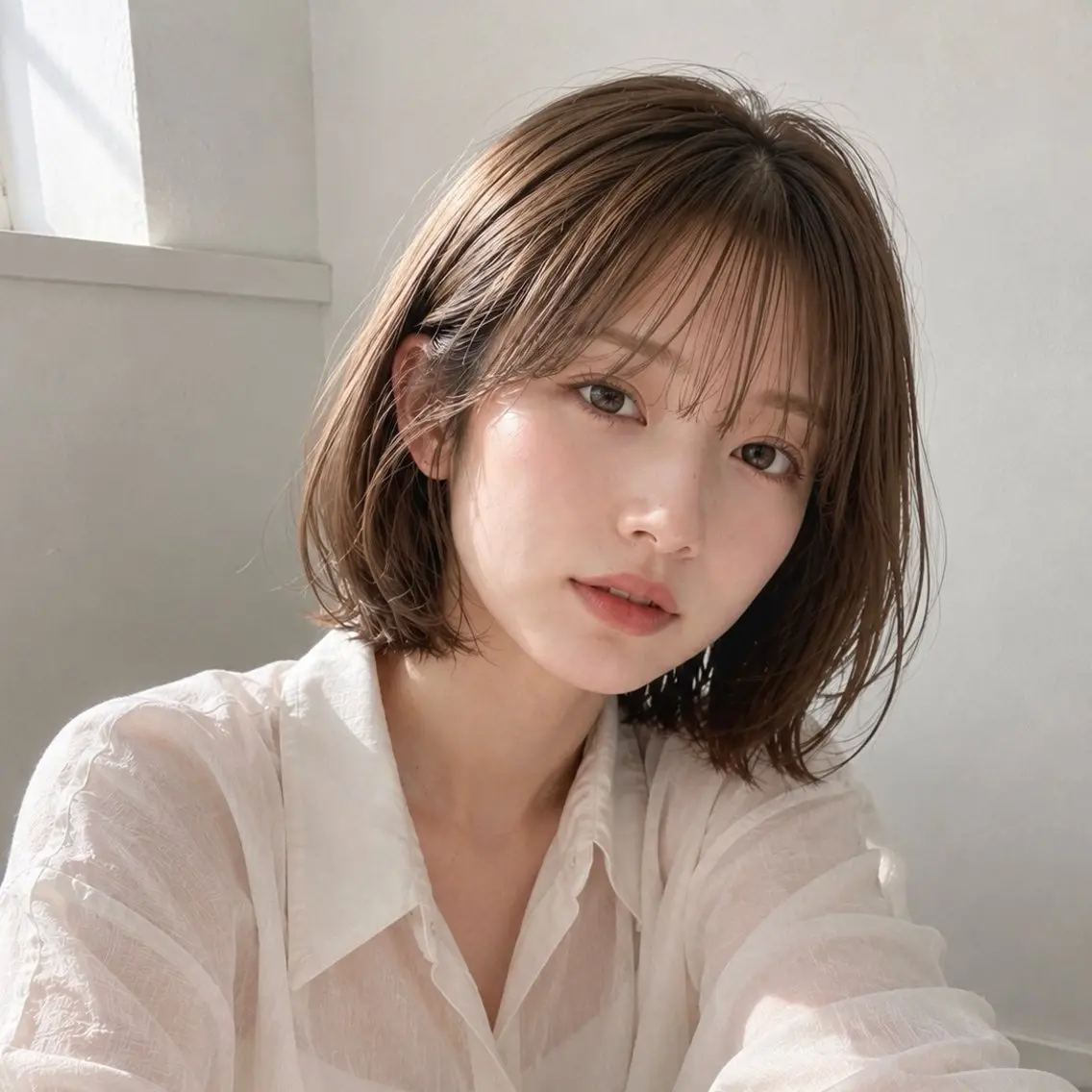 ショート カラー ボブレイヤー ベージュカラー 透明感カラー ボブ くびれヘア カット ヘアカラー 垢抜け美容師✨/ えばらひではるのヘアスタイル
