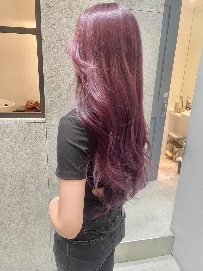 ロング カラー ヘアアレンジ ピンクカラー ピンクパープル パープルカラー ヘアカラー トリートメント 縮毛矯正/美髪 髪質改善/石田幸輔のヘアスタイル