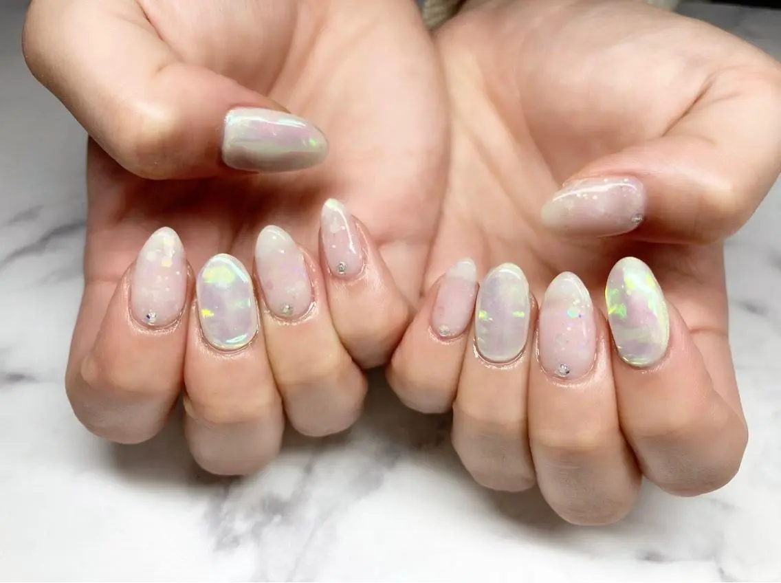 ネイル ジェルネイル 氷ネイル・うるうるネイル パラジェル ハンドネイル Nail&eye Belire 新宿のネイルデザイン