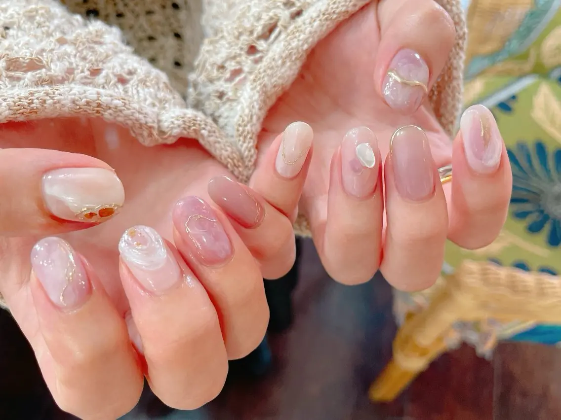 ネイル ジェルネイル ニュアンスネイル パラジェル 春ネイル 夏ネイル ハンドネイル nailroom OHANA🌴のネイルデザイン
