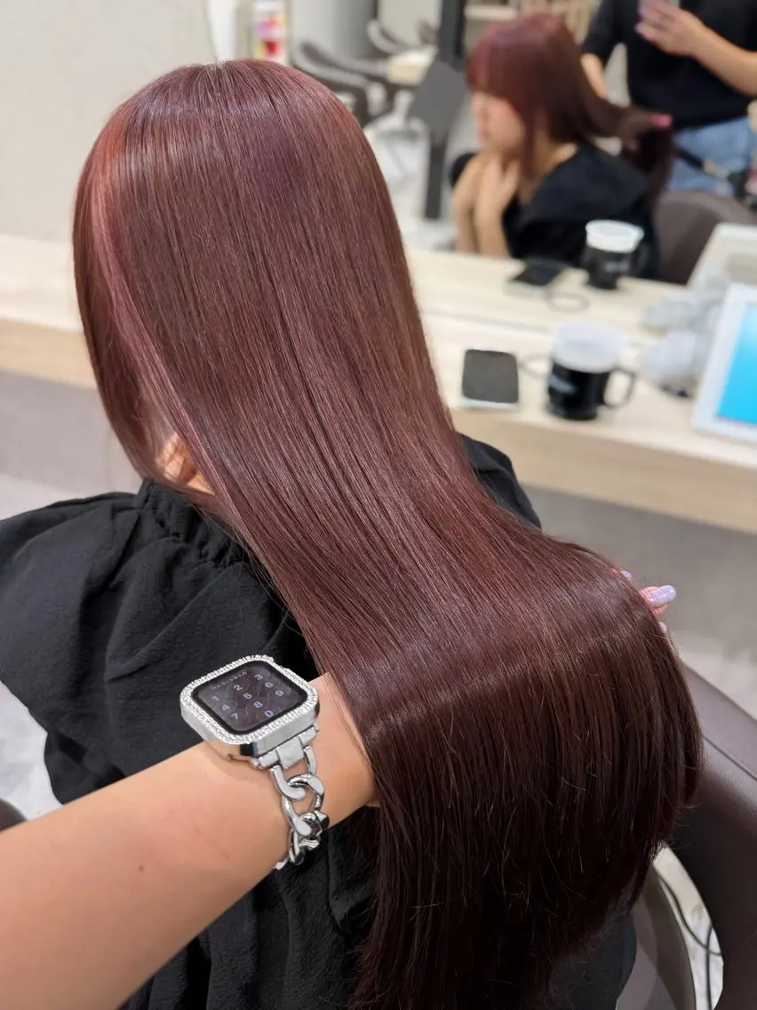 ロング カラー ブリーチ ダブルカラー ラベンダーカラー ラベンダーピンク ブリーチなしカラー ヘアカラー ブリーチ/ハイトーン /艶カラー/みなのヘアスタイル