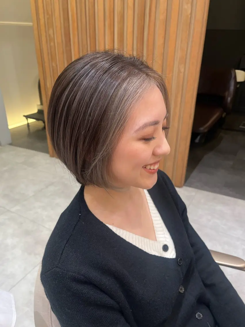 ショート カラー ミストバング フェイスフレーミング ハイライトカラー ハイライト 木野田 萌のヘアスタイル