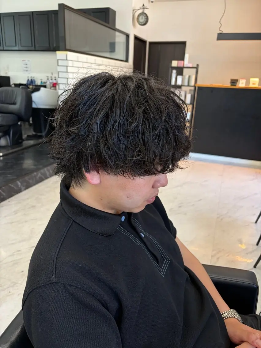 ショート パーマ メンズ メンズパーマ カット パーマ トリートメント ダブルカラー メンズパーマ大成のヘアスタイル
