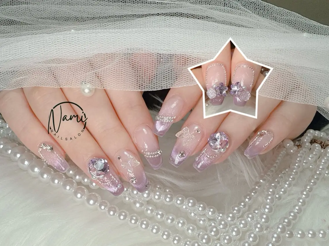 ネイル ガーリー 韓国ネイル ロングネイル 持ち込み ハンドネイル Nami nail salonのネイルデザイン