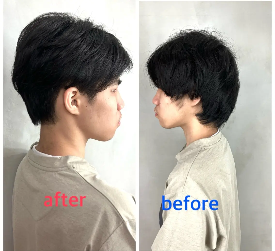メンズ センターパート フェザーパーマ メンズパーマ ツーブロック 刈り上げ ウルフ・ハイレイヤー 🌟ナカノ・ユウヤのヘアスタイル